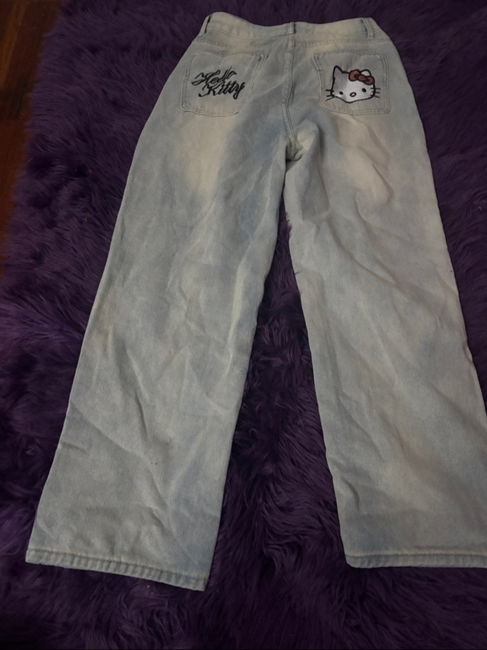 Hello Kitty Light Blue Denim Jeans with Embroidered Back Pockets